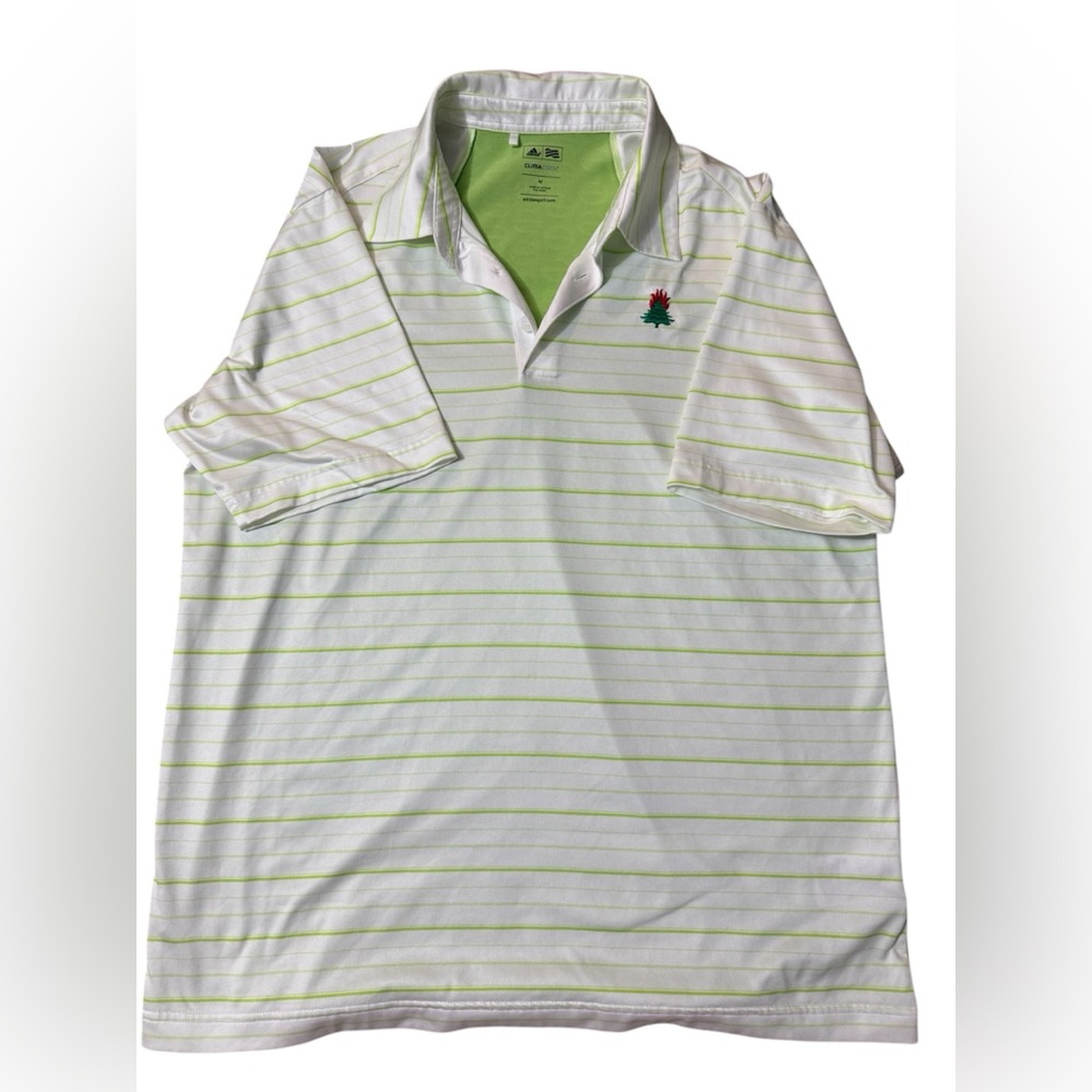 Adidas Men's Green Striped Polo Shirt
